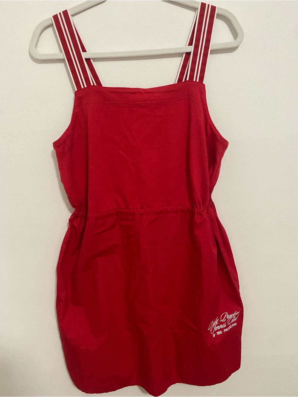Red Strappy Mini Dress with Contrast Stripe Straps